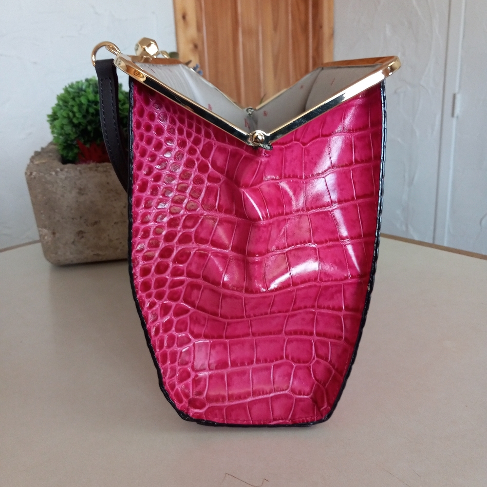 Frances Valentine Jackie Frame Bag, Embossed leather in Pink - Picture 6 of 16